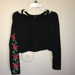 black cropped shirt